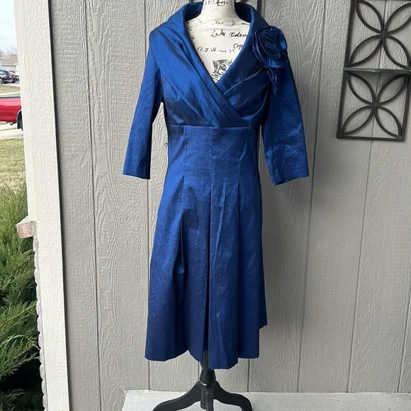 Vintage | Dresses | Jessica Howard Evenings Blue Taffeta Dress Shawl Collar  Vintage 6 Modern 68 | Poshmark